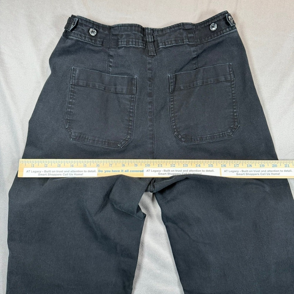Old Navy Wide Leg Pants Womens 8 Black Stretch Cotton Utility Cropped Casual - Picture 7 of 10